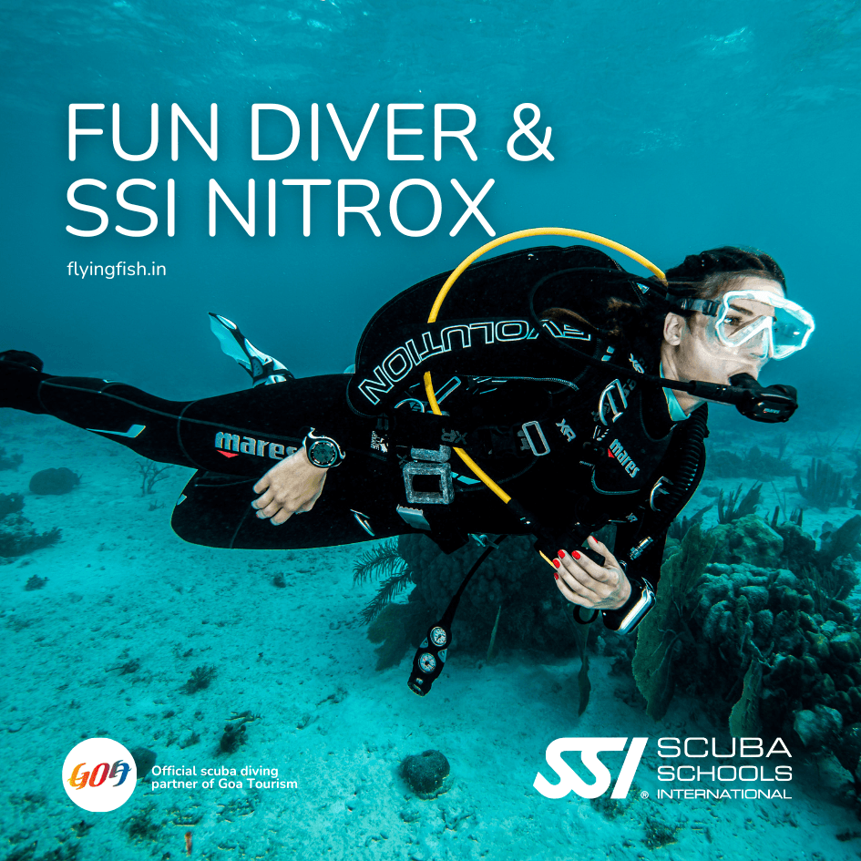 Fun diving with Nitrox enriched air specialty combo package at Grand Island Goa — FlyingFish